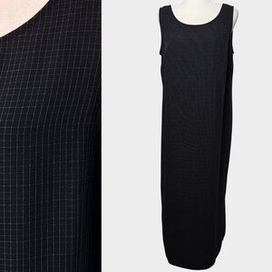 Vintage Long 51” Dress Side Slits Grid Pattern NO SIZE tag Sleeveless Jumper